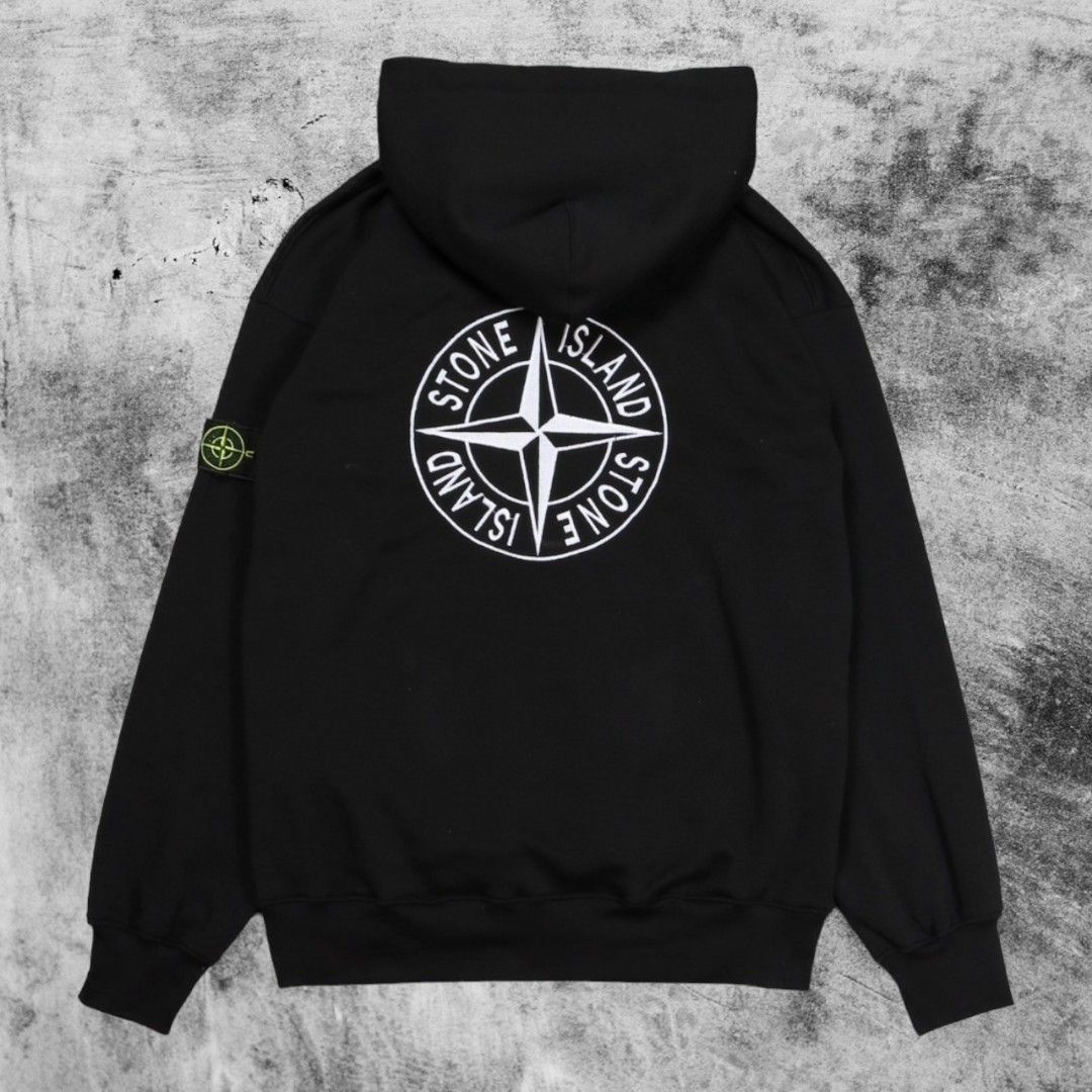 Stone island best sale big logo hoodie