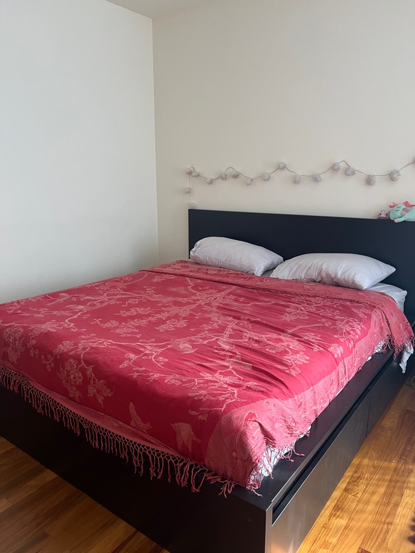 IKEA bed frame with storage drawers, Furniture & Home Living, Furniture