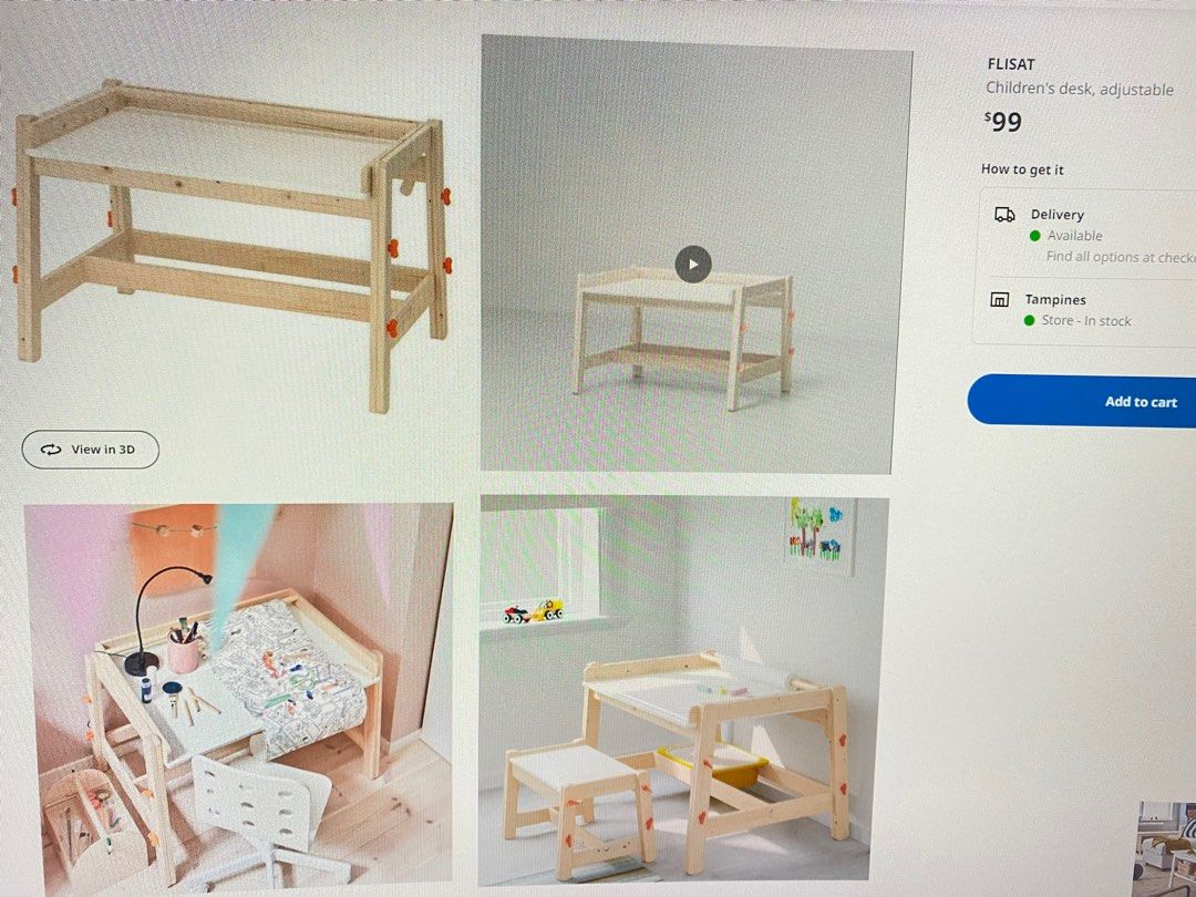 Ikea children table (adjustable) Flisat, Furniture & Home Living ...