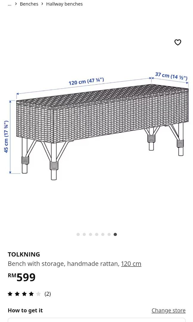 Ikea rattan bench tolkning, Furniture & Home Living, Furniture, Chairs