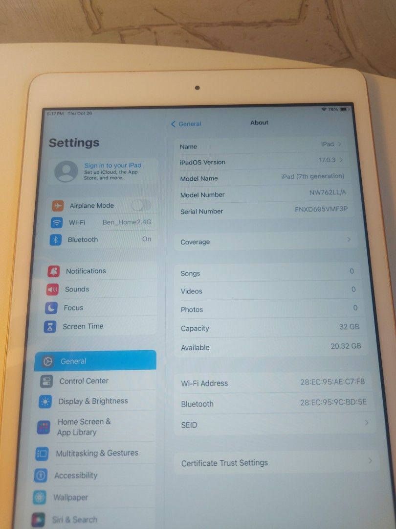 iPad 10.2吋7th Gen 32GB (A2197) ipad 7, 手提電話, 平板電腦, 平板