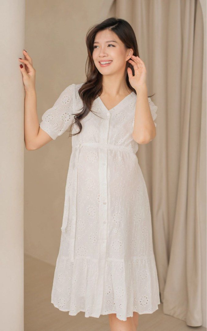 White lace new arrivals nursing dress