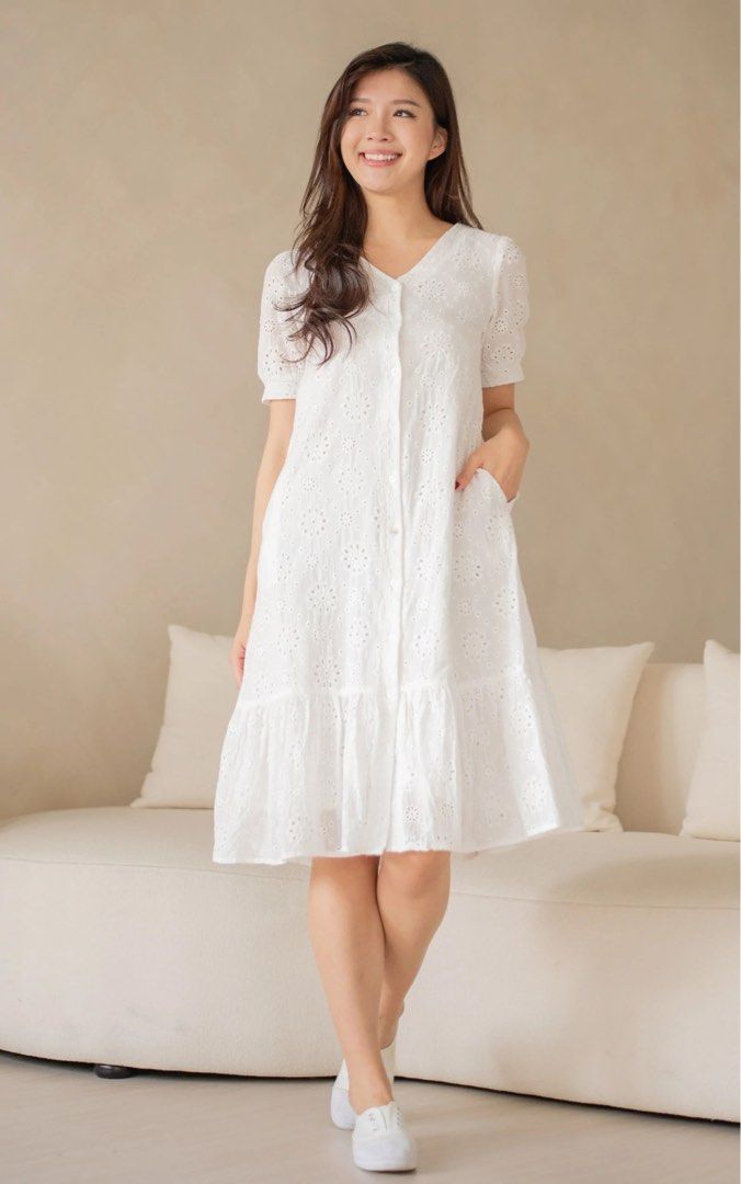 White lace new arrivals nursing dress