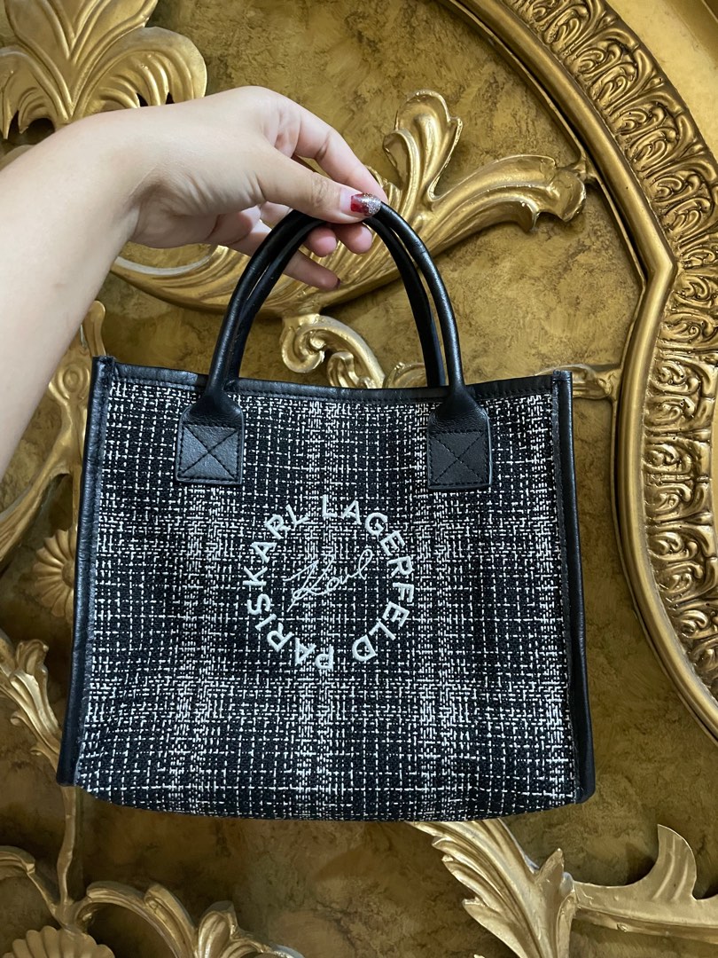 Karl lagerfeld paris tweed bag, Barang Mewah, Tas & Dompet di Carousell
