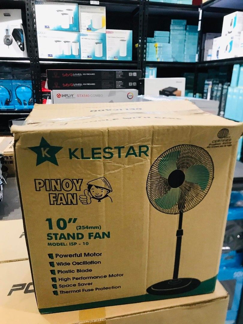 KLESTAR 10 Mini Stand Fan Plastic Blade Black ISP10, Furniture & Home