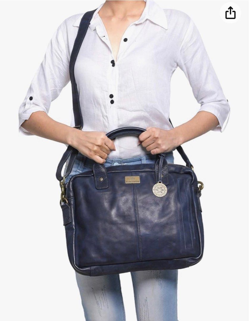 Kompanero Blue Leather Laptop Messenger Bag, Computers & Tech, Parts ...