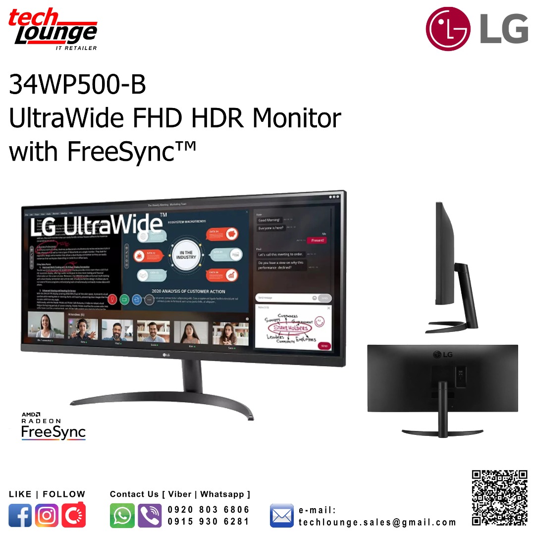 LG 34WP500-B UltraWide FHD HDR Monitor with FreeSync-34", IPS ...