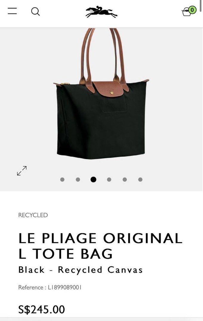 Le Pliage Original L Tote bag Black - Recycled canvas (L1899089001)
