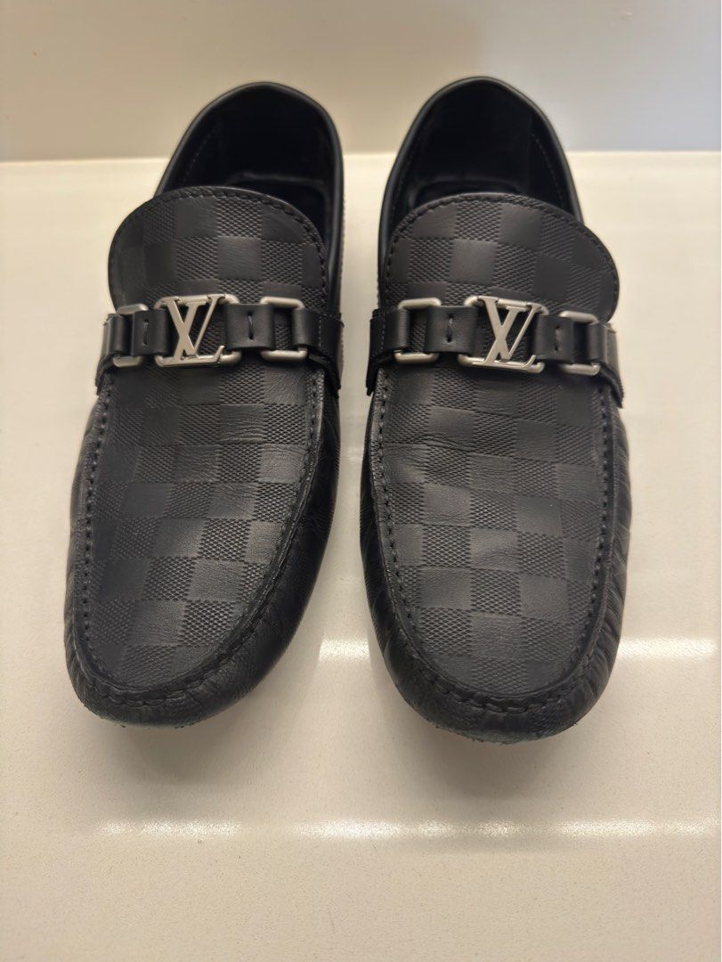 Louis Vuitton Black Damier Infini Leather Hockenheim Slip On Loafers Size  44 Louis Vuitton