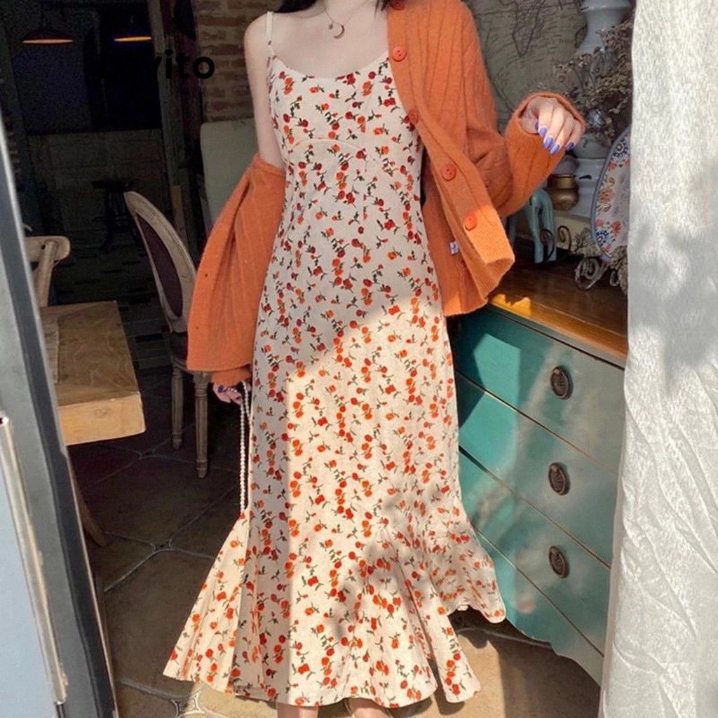 Floral fishtail maxi dress sales