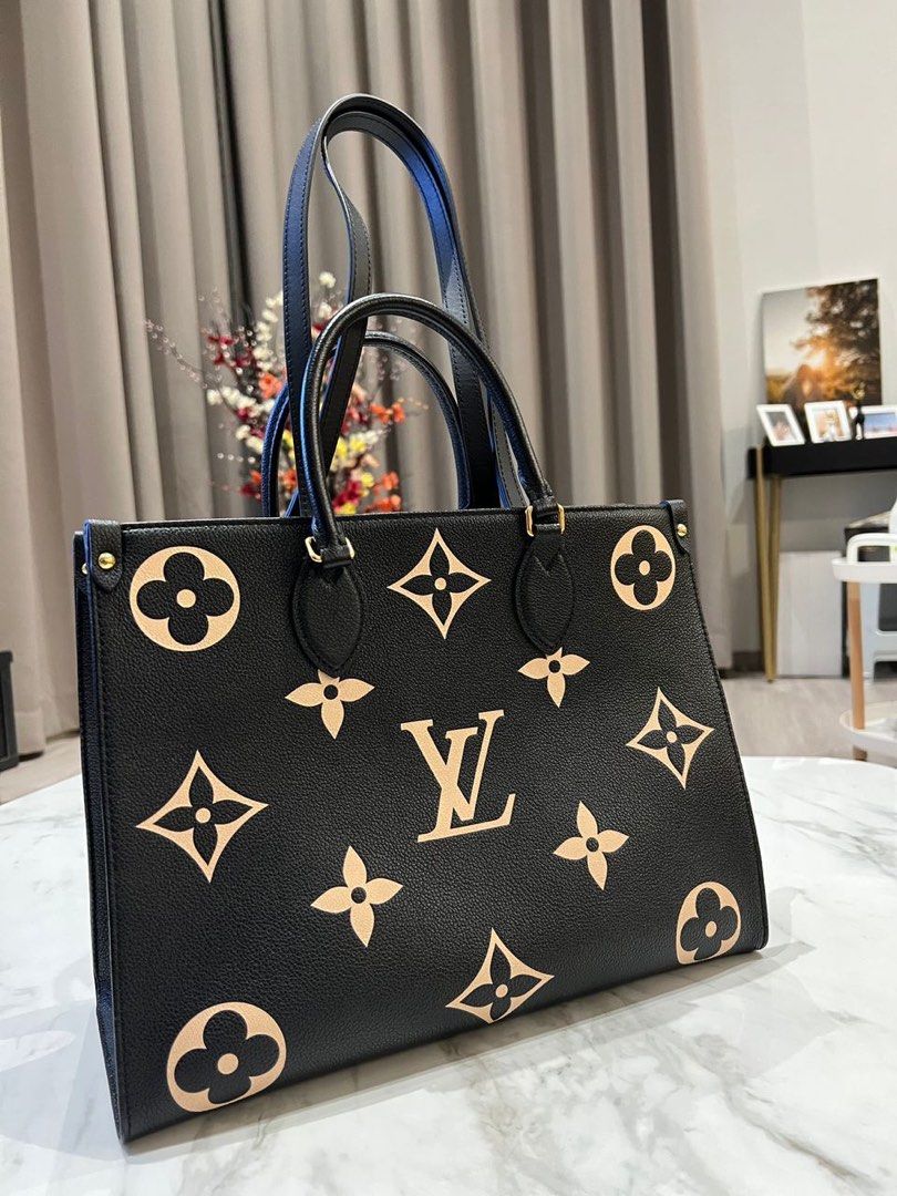 LV On-the-Go PM Black & Beige, Luxury, Bags & Wallets on Carousell