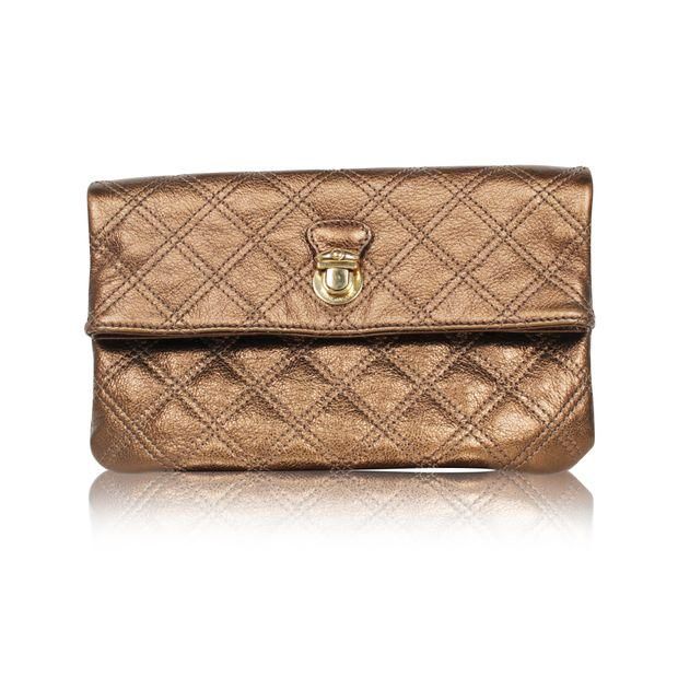 Marc Jacobs Metallic Orange Quilted Leather Eugenie Clutch Marc Jacobs