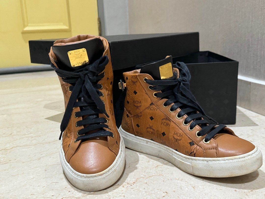 Women's mcm high top sneakers hot sale
