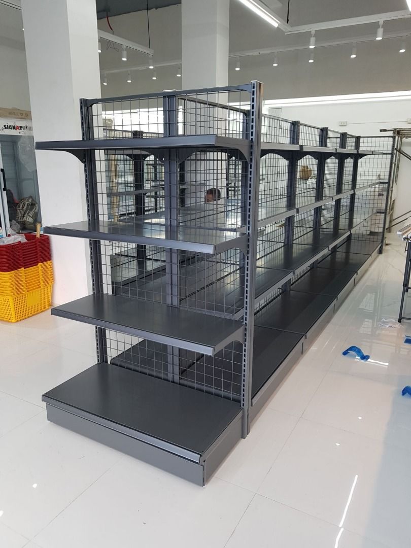 metal gray steel gondola standee racking, Furniture & Home Living ...