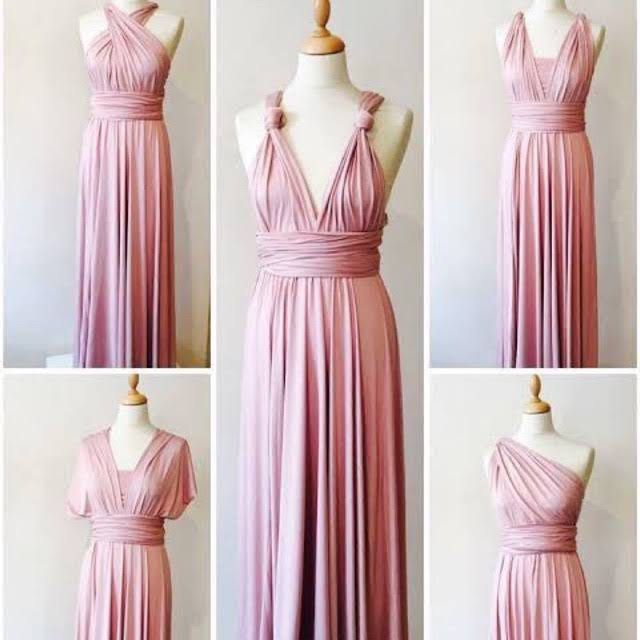 Multiway dress long warna coksu nude coklat gaun bridesmaid include