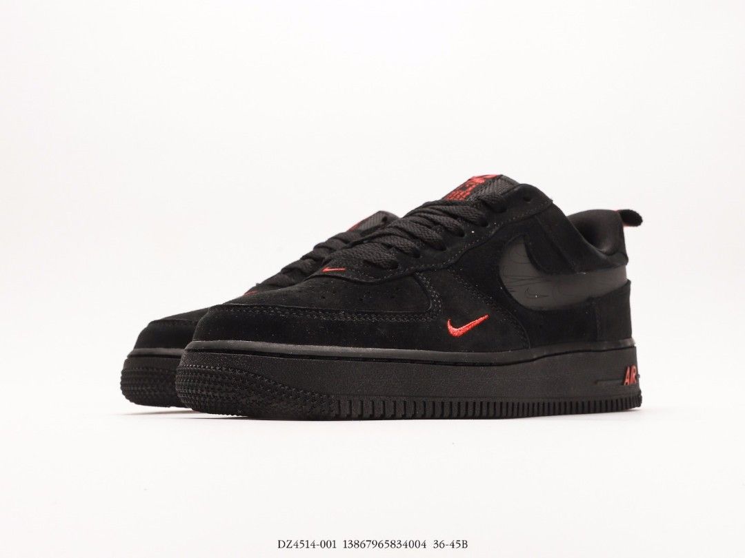 Nike Air Force 1 Low Multi Swoosh Black Crimson Shoes US 5.5 U S 11