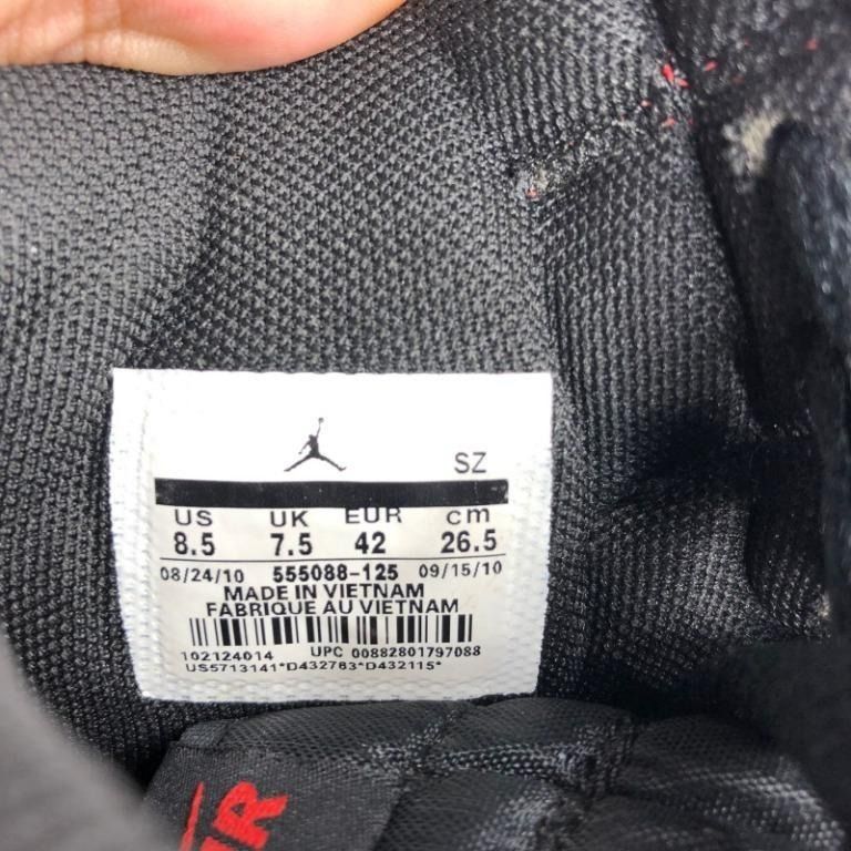 Nike Air Jordan 1 Retro High OG Black Toe 2016 size 42