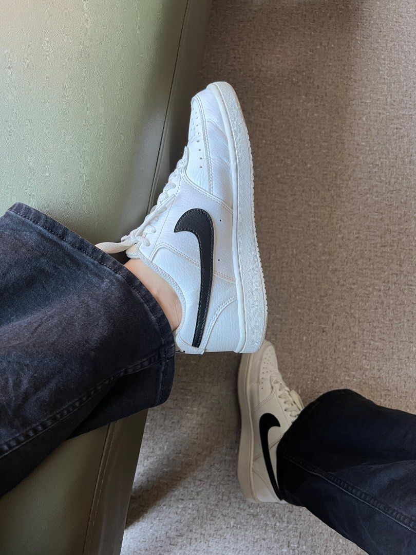 Nike white sneakers top with black tick