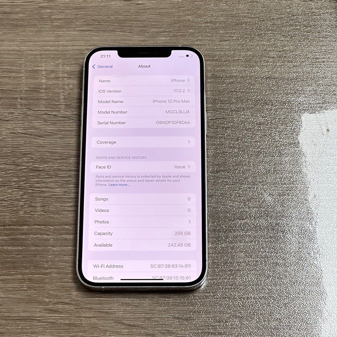No Face ID) iPhone 12promax 256GB Silver# 美版無鎖全正常# 全原裝