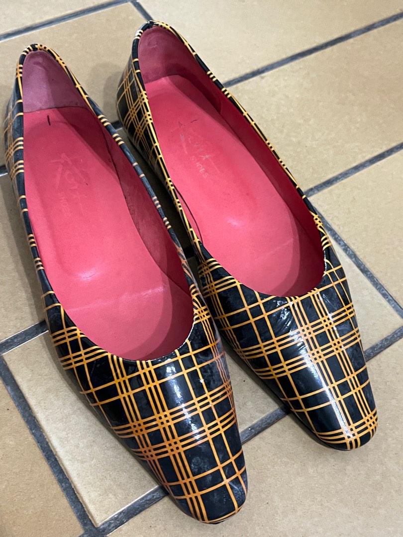 Red plaid flats store