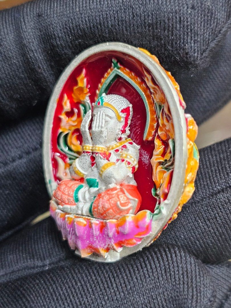 Phra Pidta Thai Amulet Gold Micron Pendentif Talisman