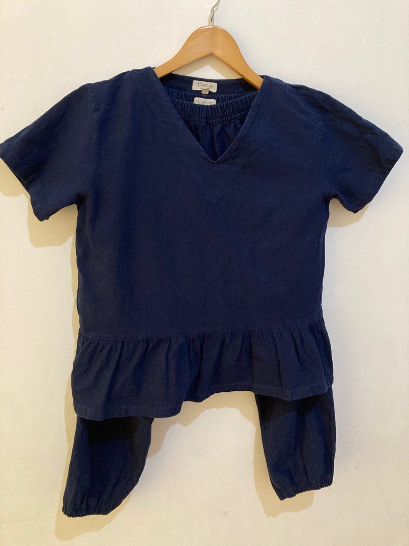 Preloved Cielyn Sleepwear Set Navy biru dongker Size M Fesyen