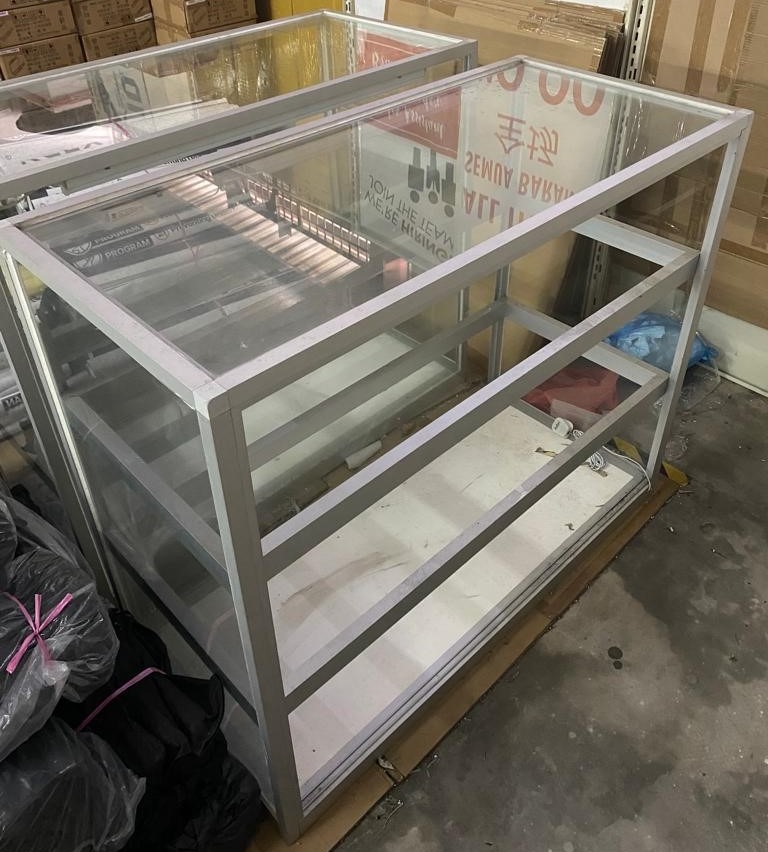 Rak Kaca Glass Display Rack with Aluminium Frame, Furniture & Home