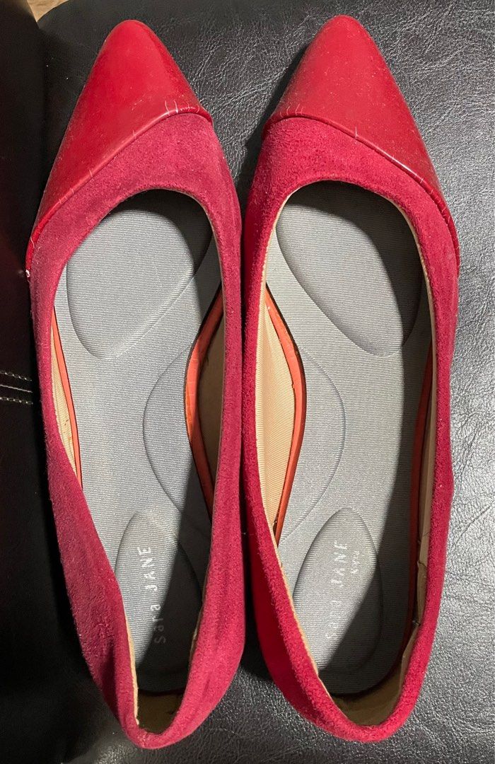 Red Suede Patent flats shoes