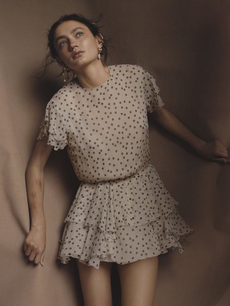 Sir the label Isabella silk polka dot ruffle tiered mini dress
