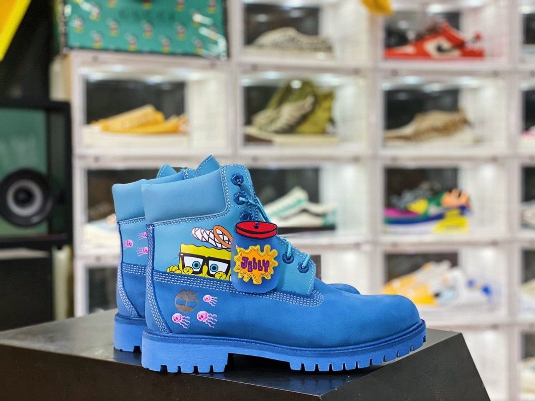 Blue spongebob timberlands new arrivals