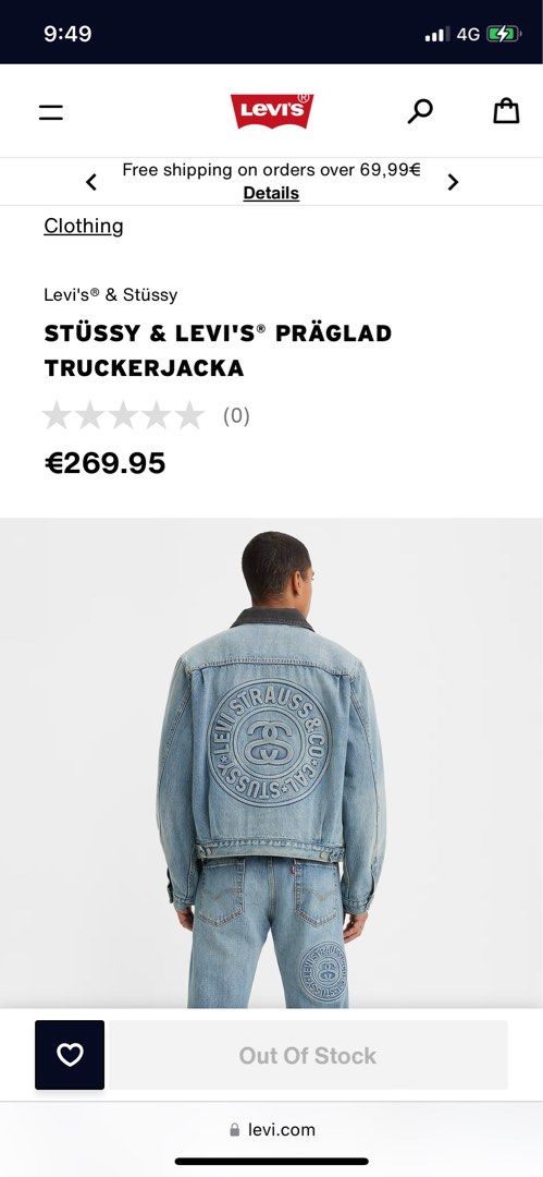 Levi trucker jacket hot sale men's size chart