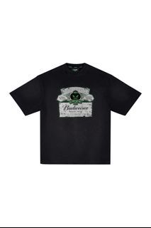 TEAM WANG DESIGN X BUDWEISER UNDER THE CASTLE SHANGHAI EXCLUSIVE OVERSIZED UNISEX BLACK TEE GLOW IN DARK SIZE 1