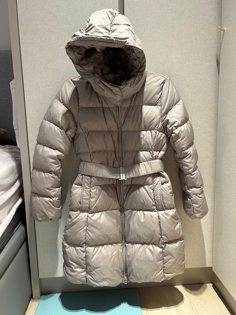 Down jacket with belt sale