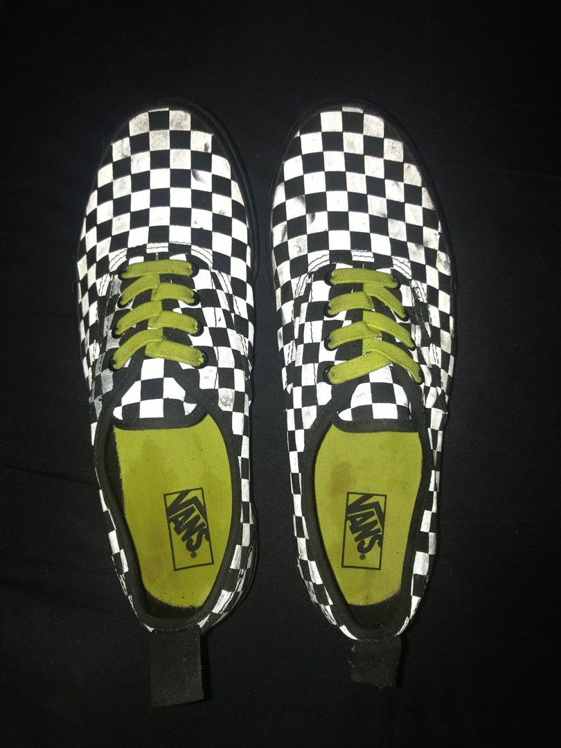 Yellow checkerboard vans size 7 on sale