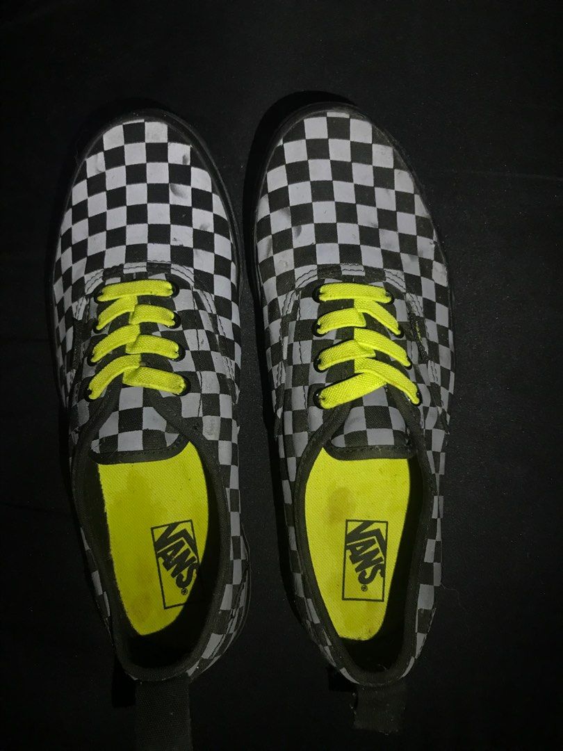 VANS CHECKERBOARD REFLECTIVE black grey skate shoes youth size 7