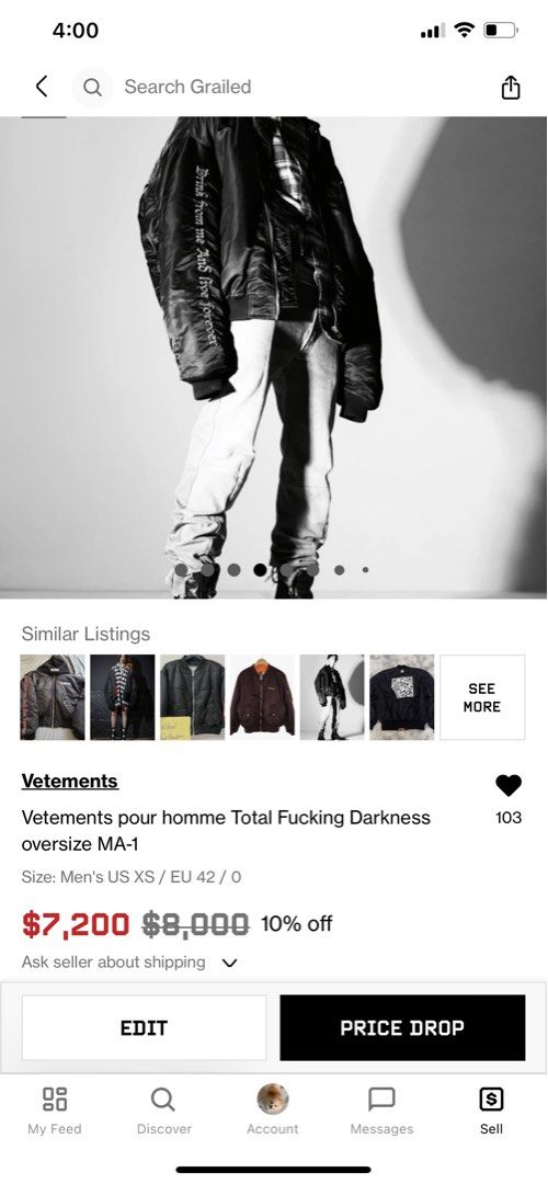 Vetements oversize pour homme Total F cking Darkness oversize MA 1