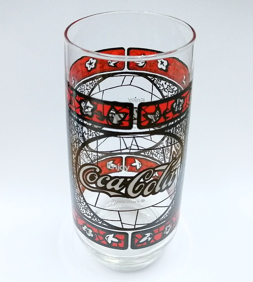 Coca Cola Stained Glass Cups Drinking Glasses Tiffany Style Coke