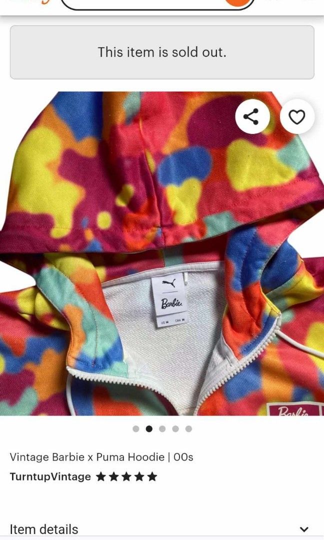 VINTAGE BARBIE x PUMA CROPPED TOP HOODIE