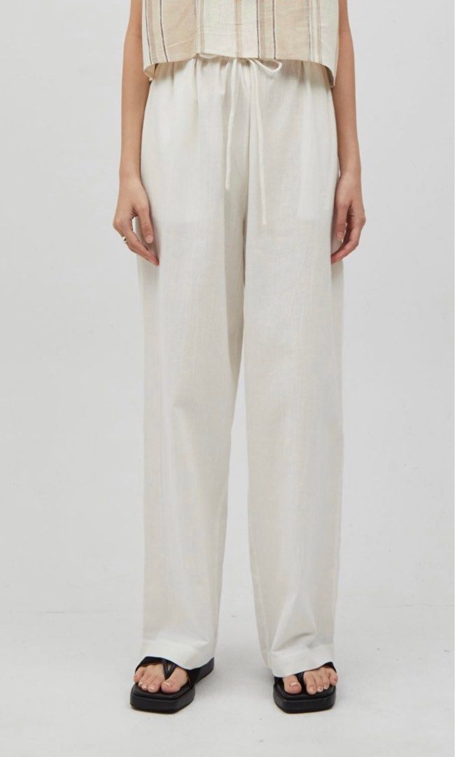 White Drawstring Linen Pants Shop at Velvet Women s Fashion