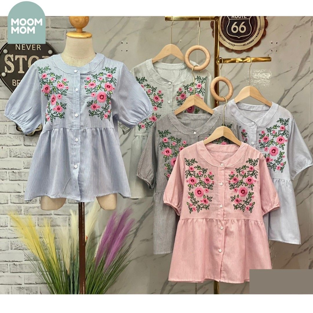 Women s fashion Embroidered Blouses Loose Casual shirt Puff Short
