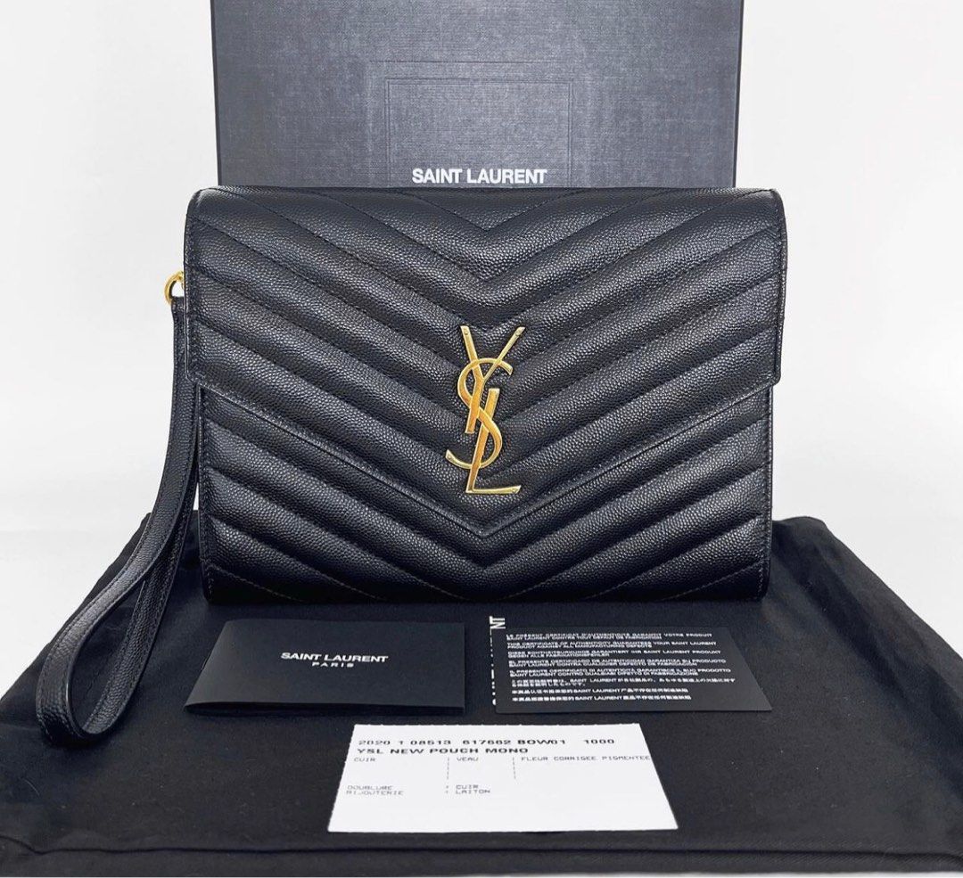 YSL Envelope Clutch in Black, Luxury, Bags & Wallets on Carousell