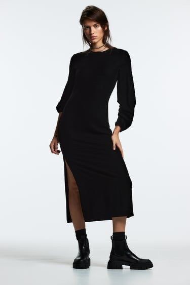 Velvet black dress zara clearance