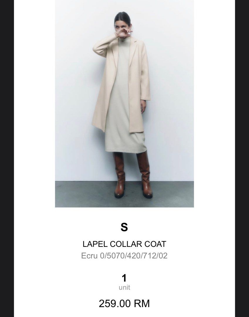 Lapel collar coat zara sale
