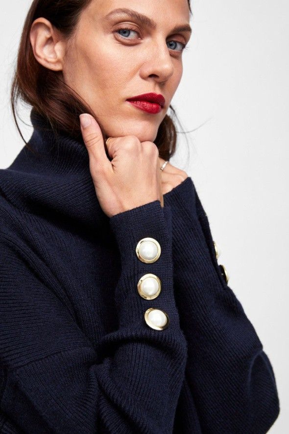 Zara sweater with hotsell pearl bead cuffs