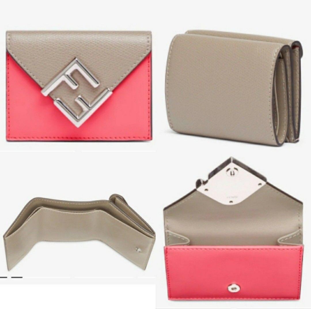 100 Authentic FENDI FF Diamonds Micro Trifold Short Wallet Women Pink Luxury Bags Wallets on Carousell