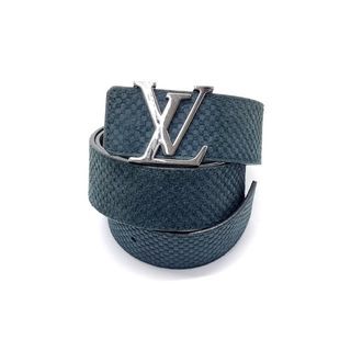 Louis Vuitton Dark Blue Mini Damier Suede LV Initiales Belt 110CM