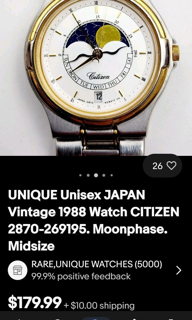 1988 Vintage Citizen Moonphase Watch Luxury Watches on Carousell