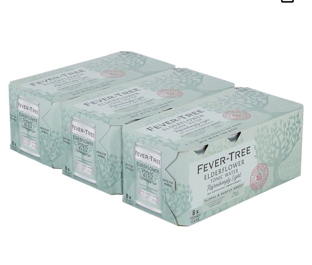 Fever Tree Elderflower Tonic Water Refreshing Light Can 150ml x 24 cans