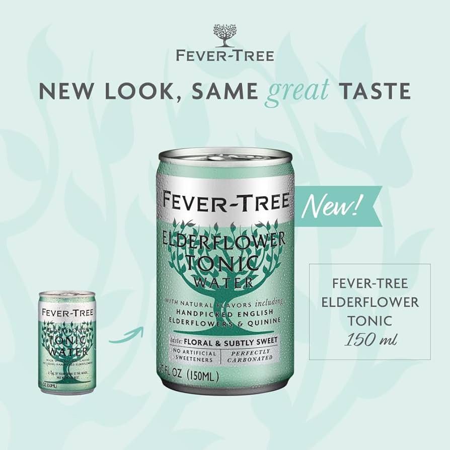 Fever Tree Elderflower Tonic Water Refreshing Light Can 150ml x 24 cans