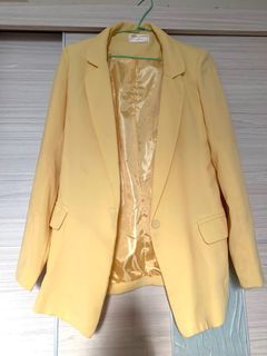 秋意涼涼 黃色雪紡合西裝外套